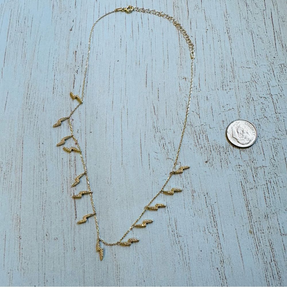 Sterling Silver Gold Wash Crystal Lightening Bolt Dangle Necklace